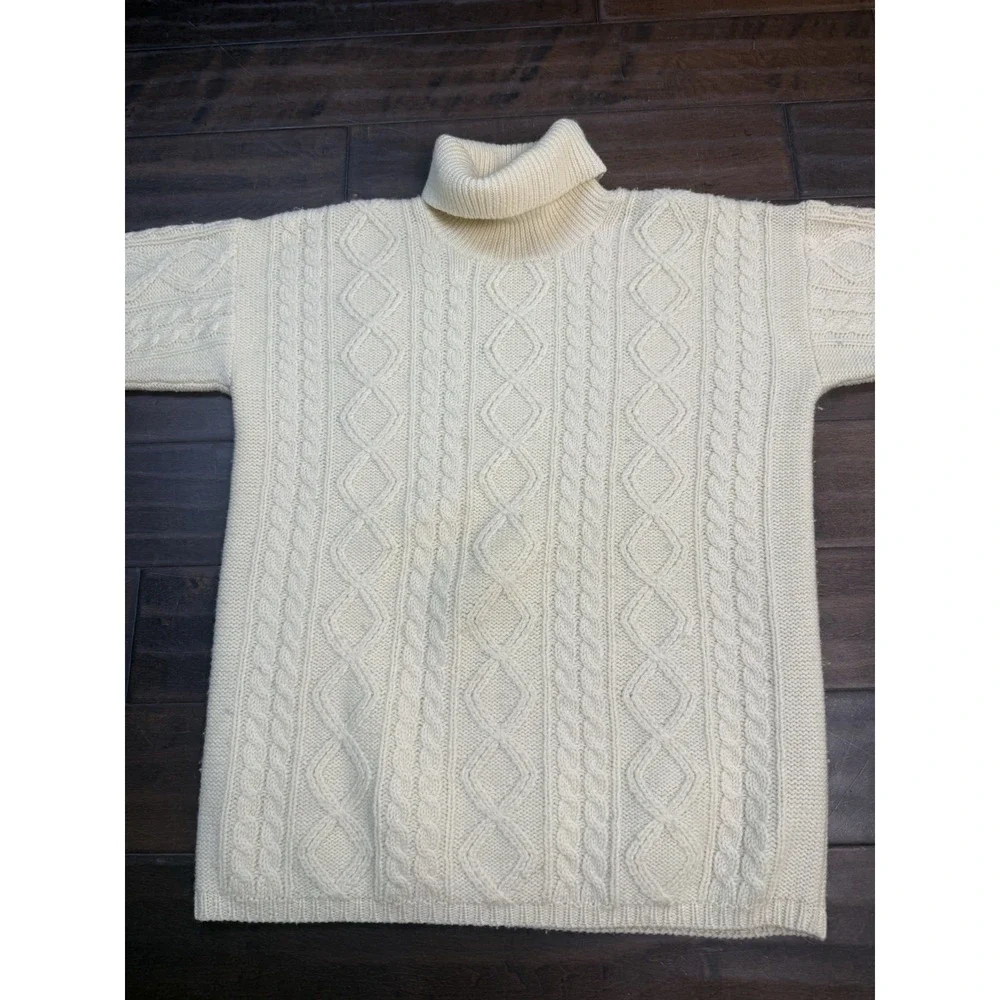 Vintage 80's Charter Club Sweater Wool Cable‎ Knit Fisherman | Cream | Medium